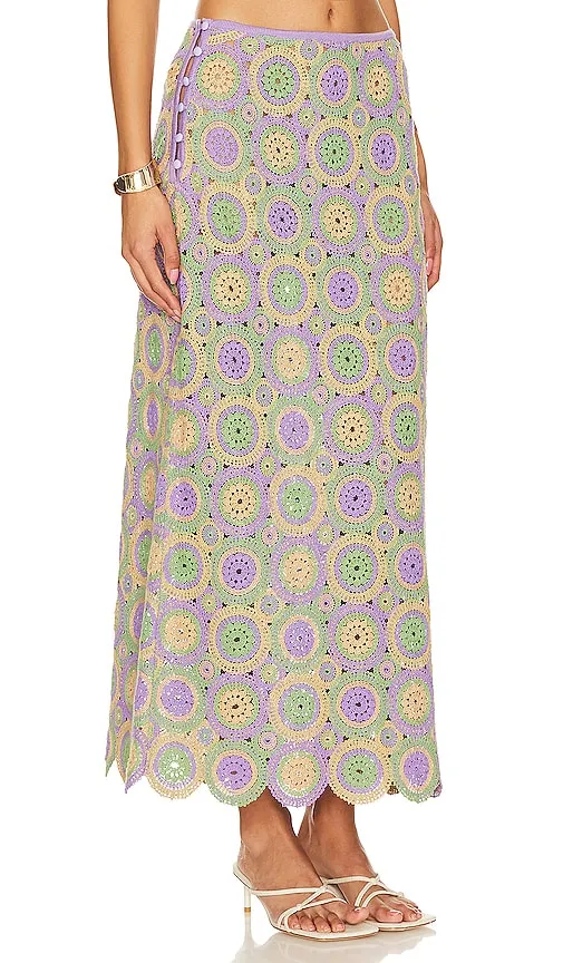 Agua Bendita Nui Maxi Skirt in Lavender,Green