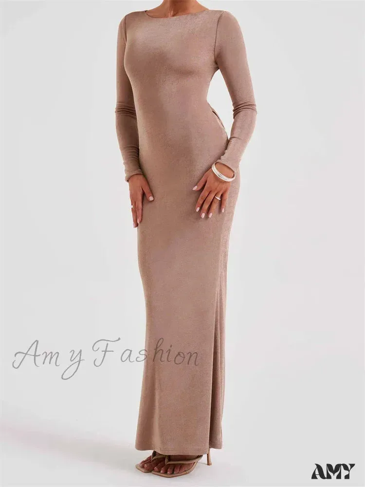 Amy Fashion - Elegant Women Party  Backless Criss-cross Tie-up Bodycon Formal Club  Sleeve Solid Female Vestido