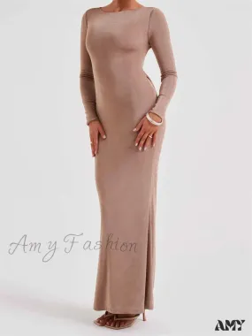 Amy Fashion - Elegant Women Party  Backless Criss-cross Tie-up Bodycon Formal Club  Sleeve Solid Female Vestido