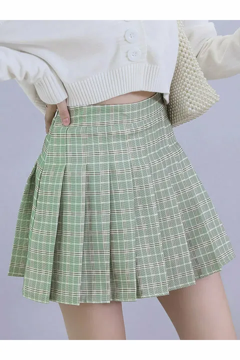 ArtnSoul - Solid Pleated Korean Mini Skirt