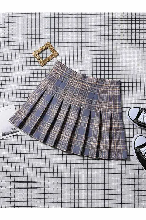 ArtnSoul - Solid Pleated Korean Mini Skirt