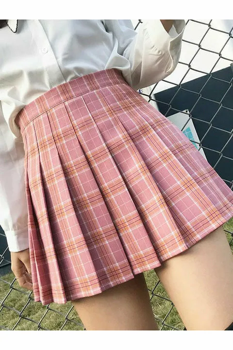 ArtnSoul - Solid Pleated Korean Mini Skirt
