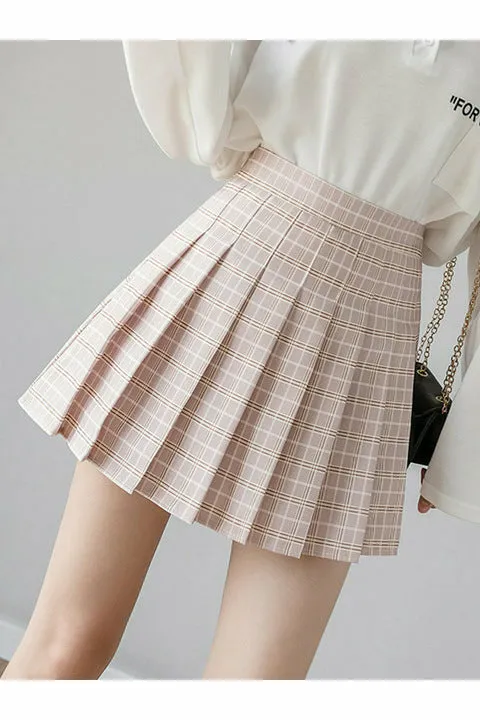 ArtnSoul - Solid Pleated Korean Mini Skirt