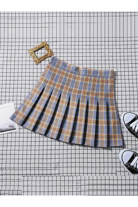 ArtnSoul - Solid Pleated Korean Mini Skirt