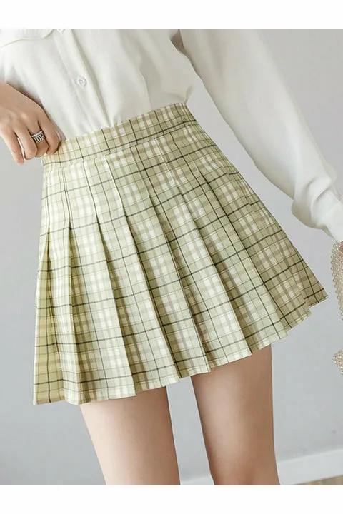 ArtnSoul - Solid Pleated Korean Mini Skirt