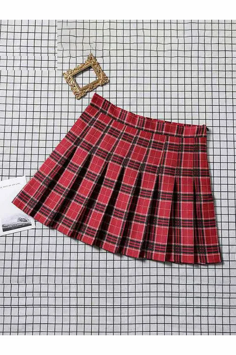 ArtnSoul - Solid Pleated Korean Mini Skirt