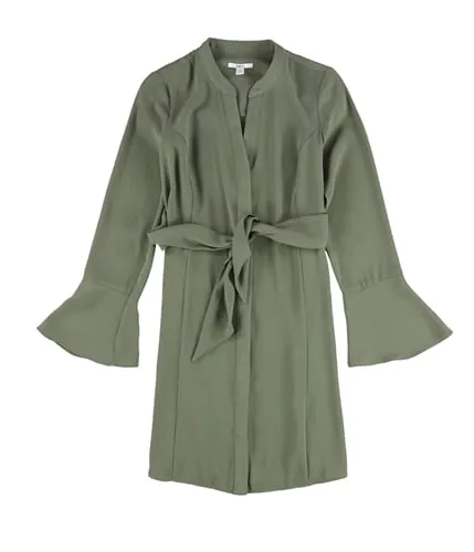 Bar Iii Womens Long-Sleeve Tie-Front Wrap Dress