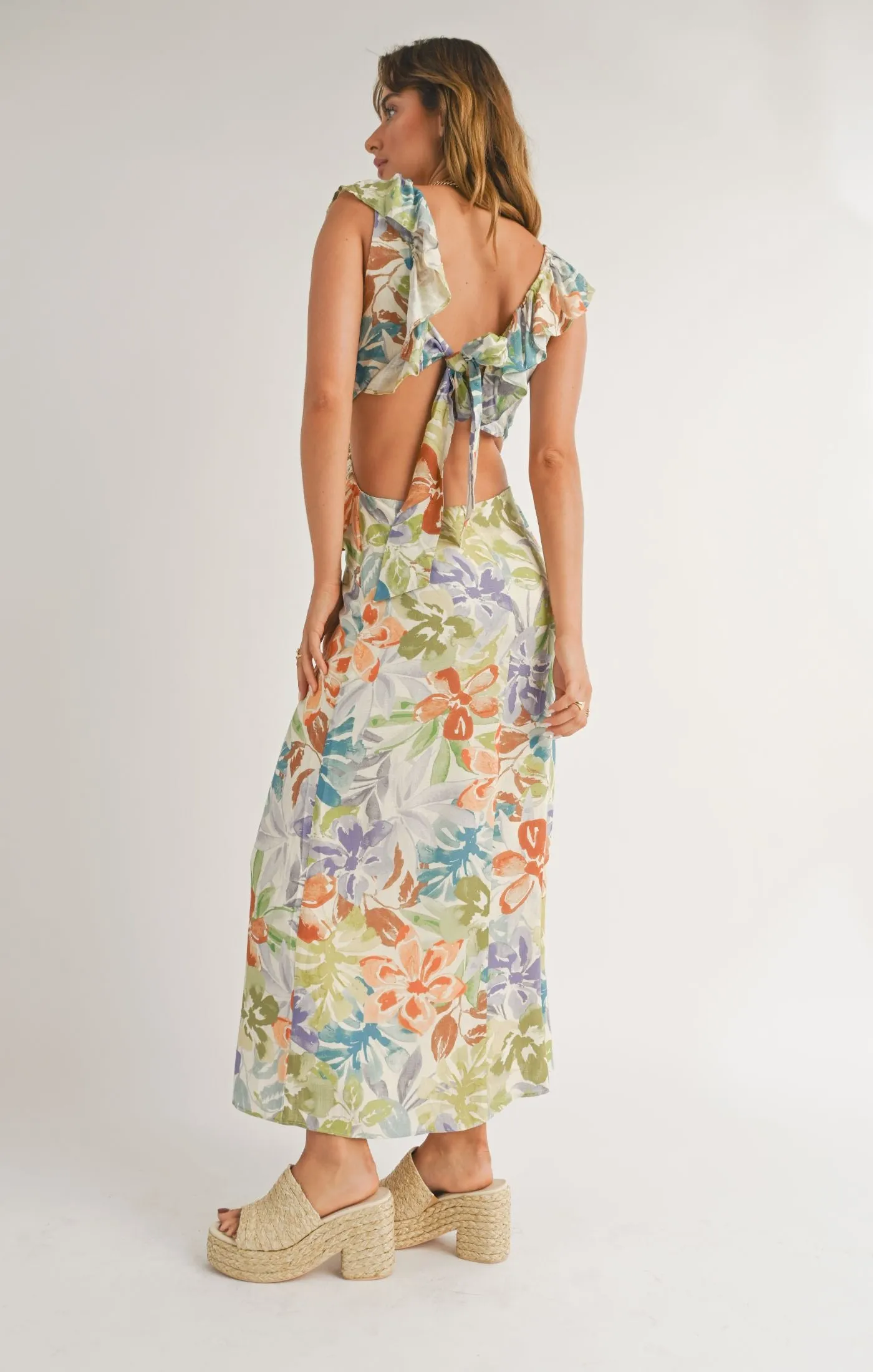 Beach Club Cutout Ruffled Maxi Dress