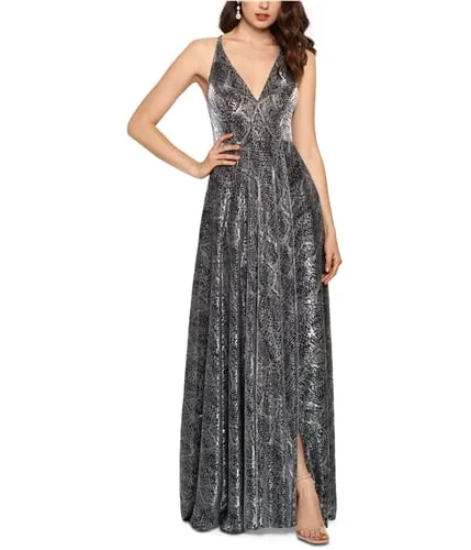 Betsy & Adam Womens Snake Print Gown Dress