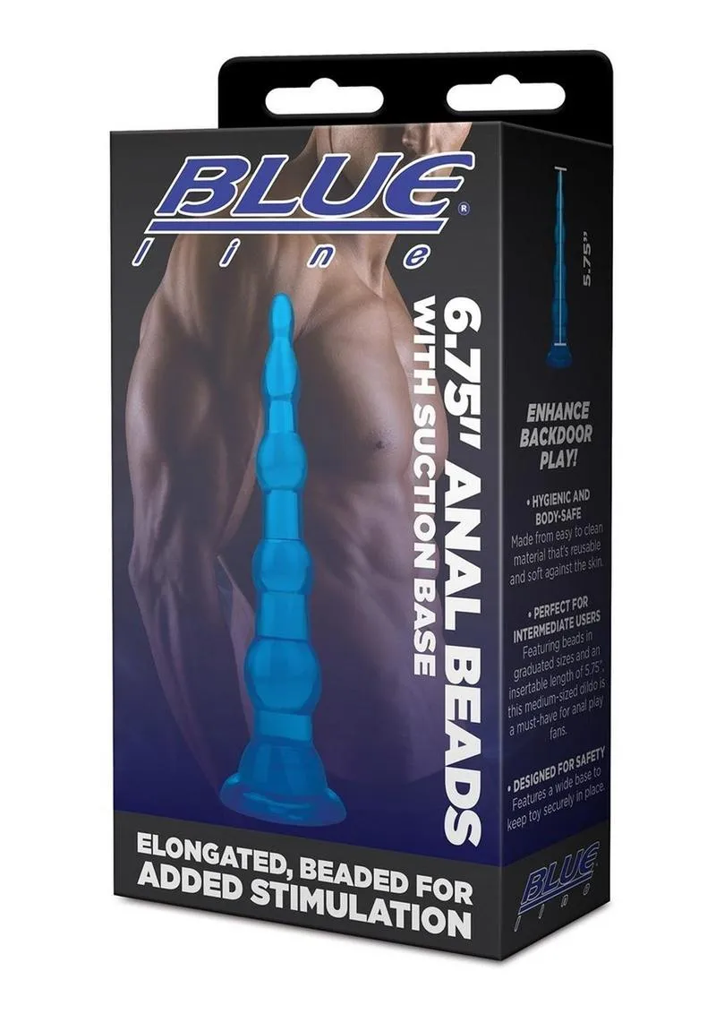 Blue Line Anal Beads with Suction Cup