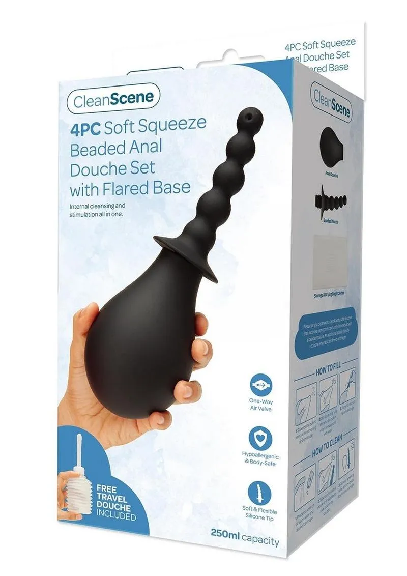 Cleanscene Soft Squeeze Beaded Anal Douche Set with Flared Base