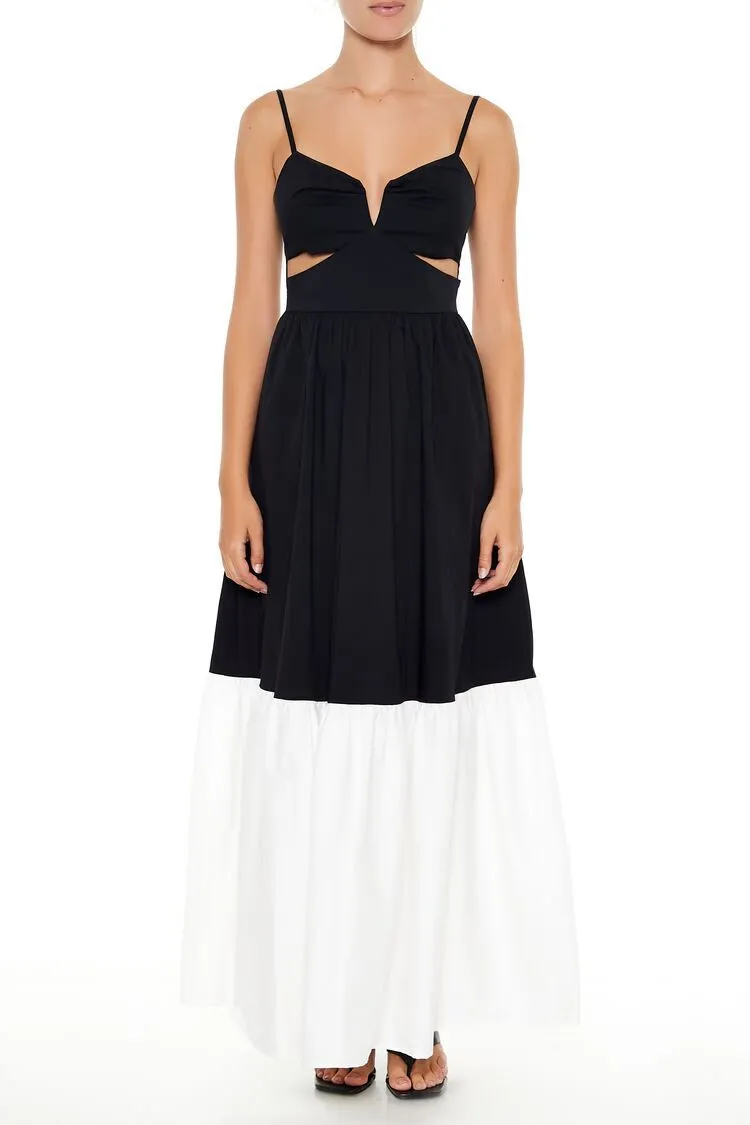 Colorblock Cutout Maxi Dress