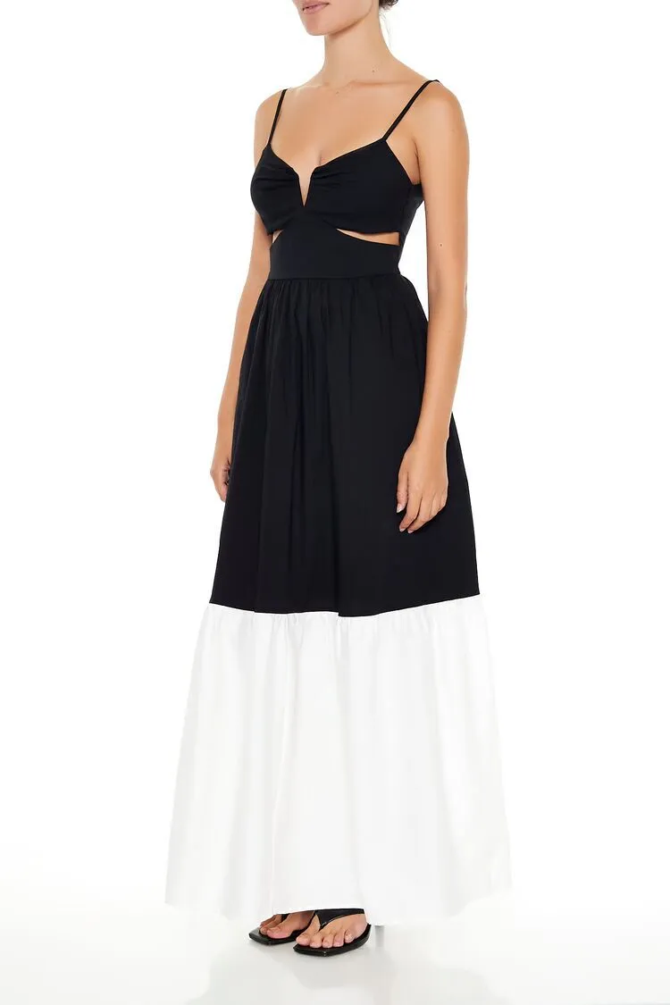 Colorblock Cutout Maxi Dress