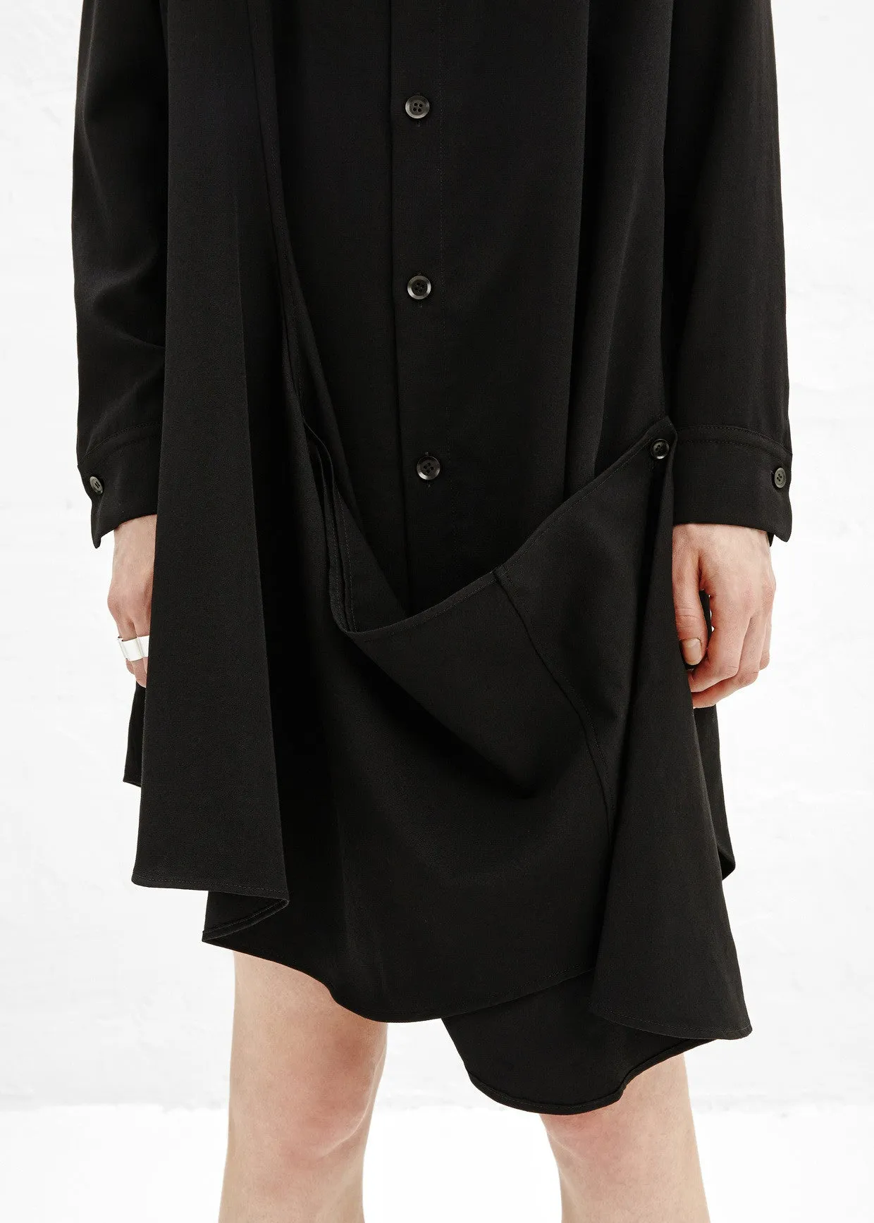 Crossover Buttoned Dress // Loose Fit Cape-Style Blouse Shirt