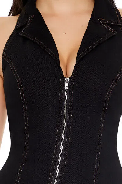 Denim Halter Mini Dress