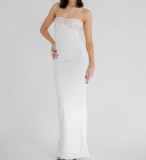 Elegant Formal Wear Dresses Strapless Sheath Long Prom Dress Gowns Evening Dresses Charming Party Dress