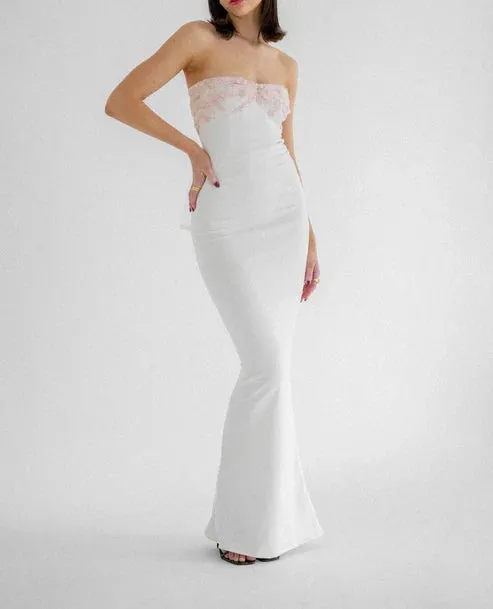 Elegant Formal Wear Dresses Strapless Sheath Long Prom Dress Gowns Evening Dresses Charming Party Dress
