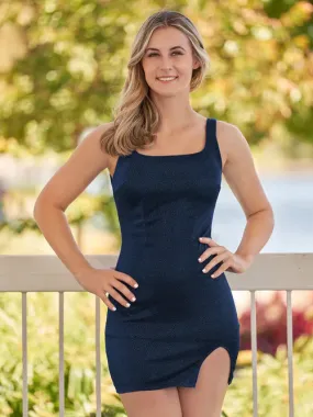 Elegant Graduation Dresses Sheath Square Neck Homecoming Dress with Slit