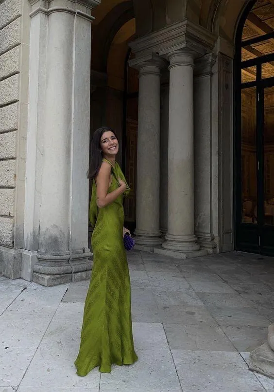 Formal Wear Dresses Green Backless Elegant Long Party Dress with Slit Prom Dresses Shops Formal Women's Dresses