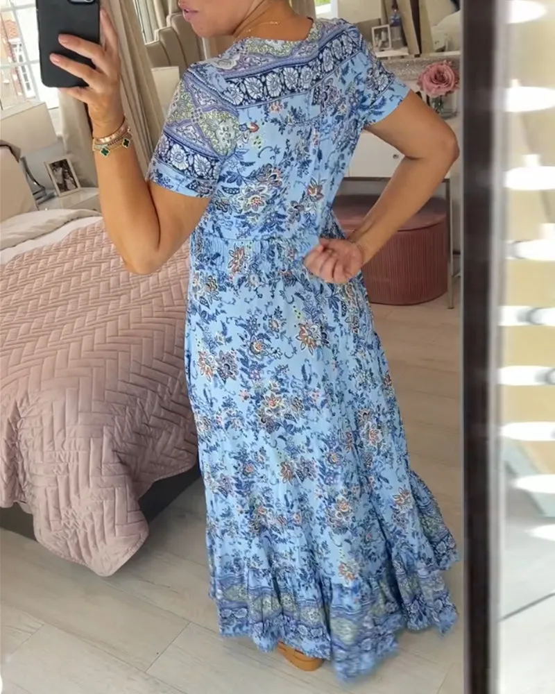 Hot Sale - 49% OFFFloral Print V-neck Dress