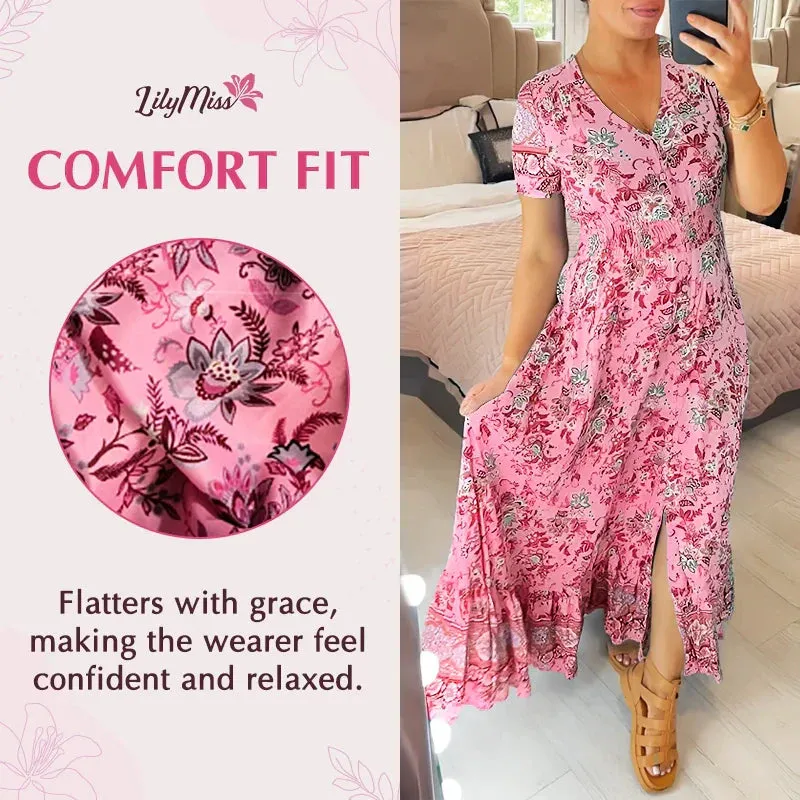 Hot Sale - 49% OFFFloral Print V-neck Dress