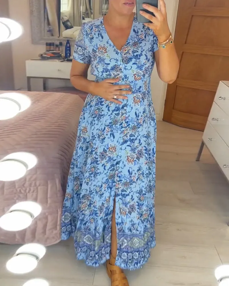 Hot Sale - 49% OFFFloral Print V-neck Dress