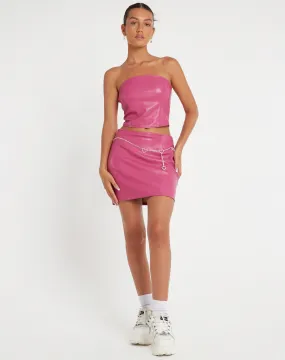 Ima Mini Skirt in PU Hot Pink