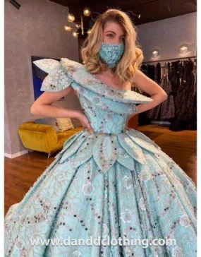 Luxury Evening Dress Sea Blue Green