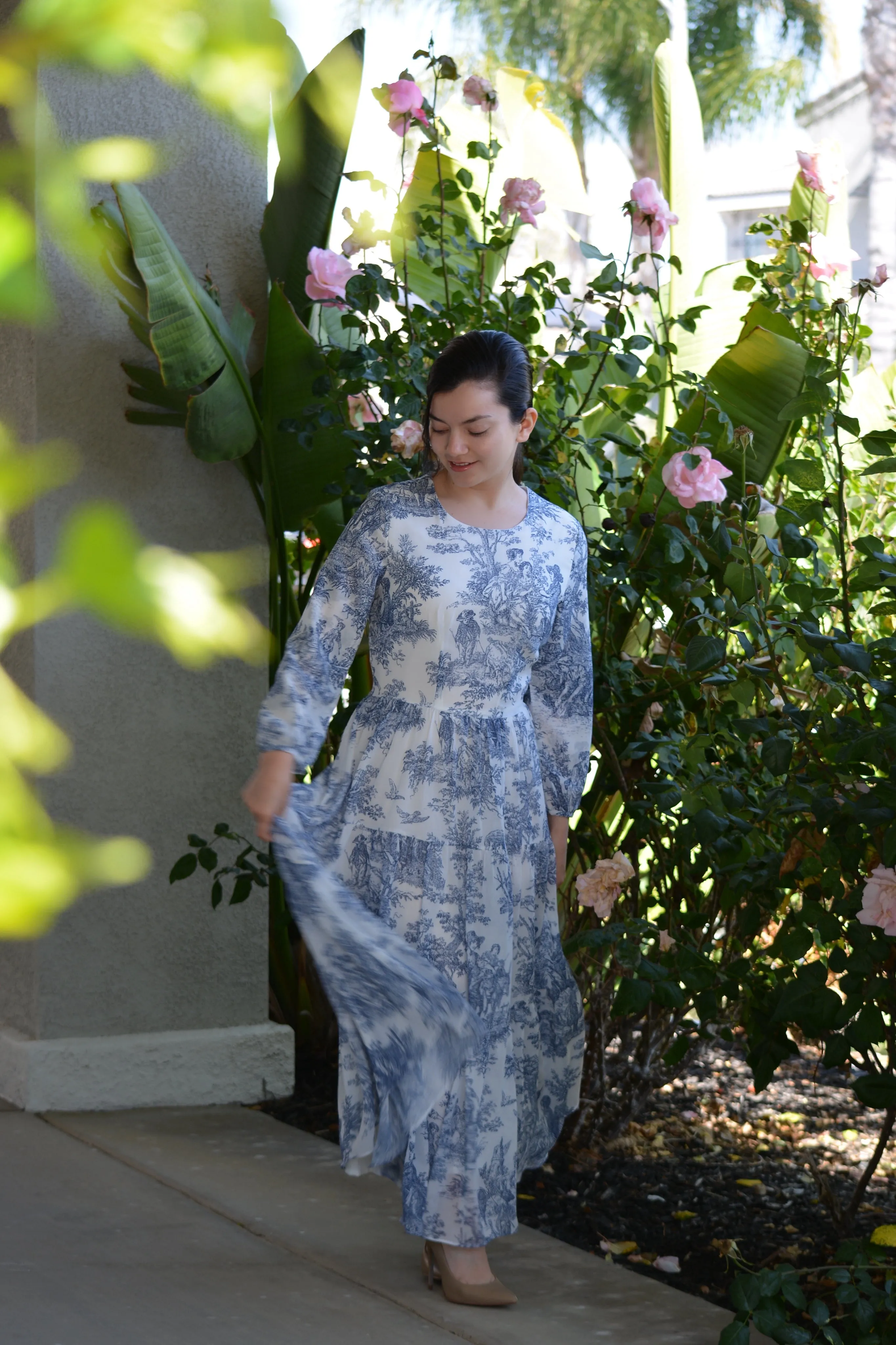 New Marbella Navy Toile Maxi Dress