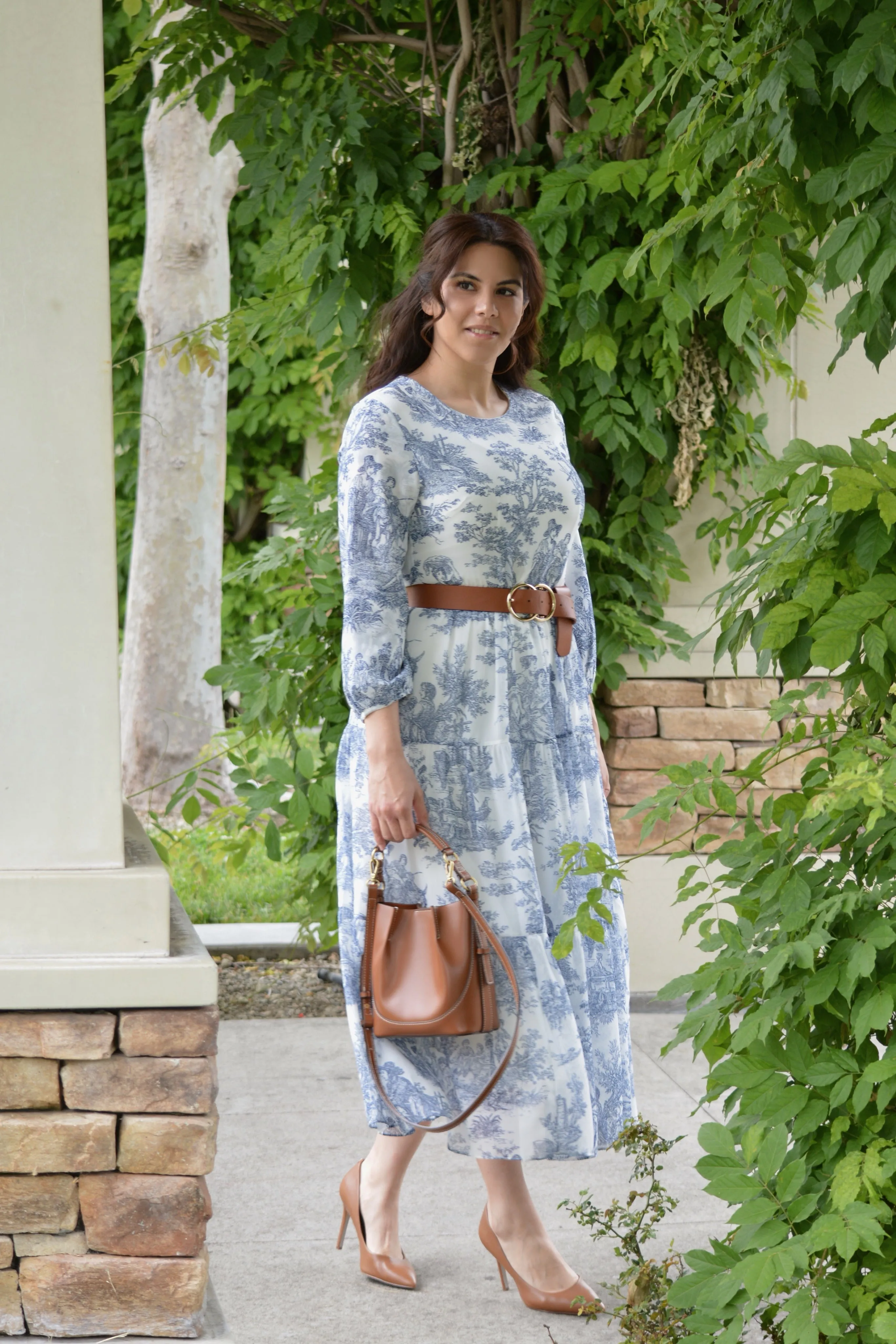 New Marbella Navy Toile Maxi Dress