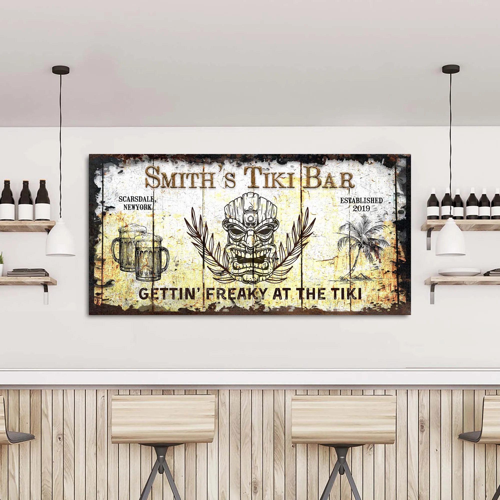 Personalized Tiki Bar Sign: Custom Bar Signs for Home Bar  Ideal For Your Basement Bar Or Man Cave Decor