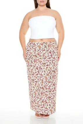 Plus Size Floral Print Maxi Skirt