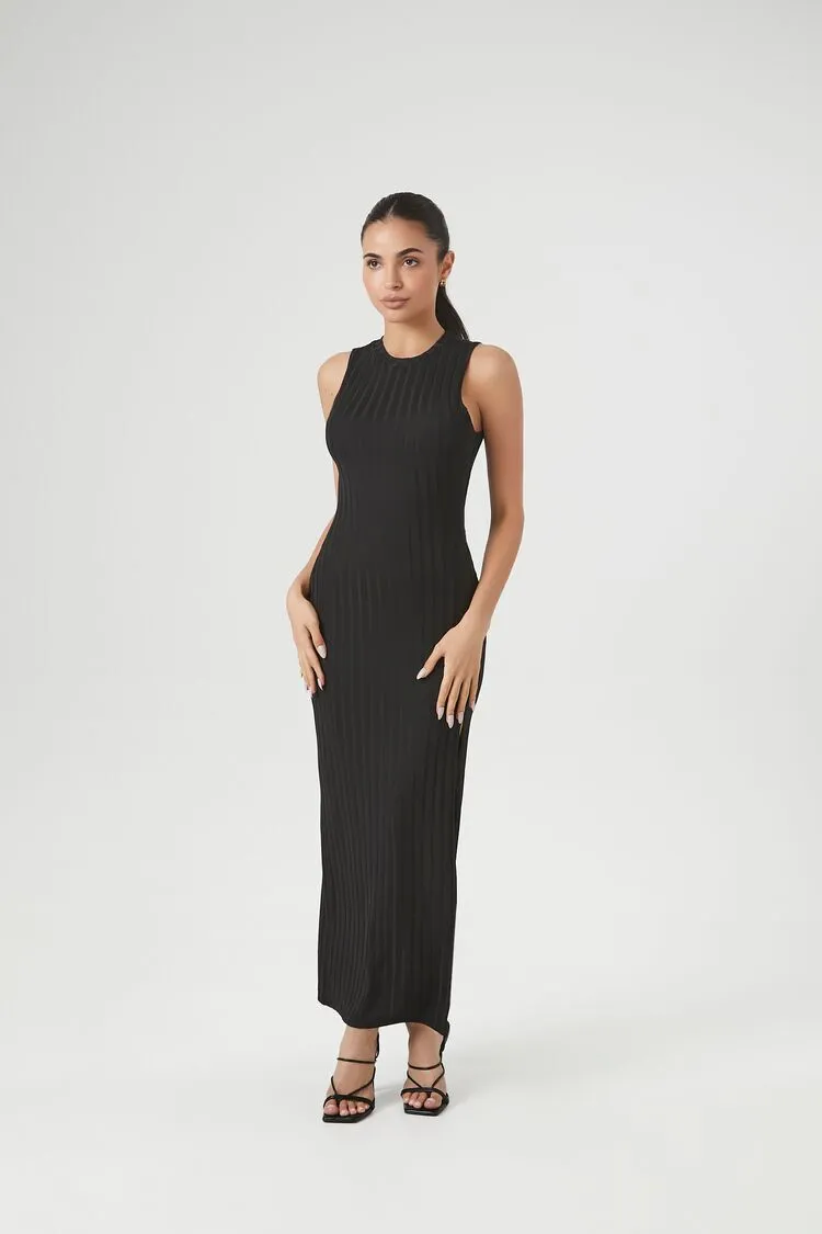 Ribbed Knit Sleeveless Maxi Dress
