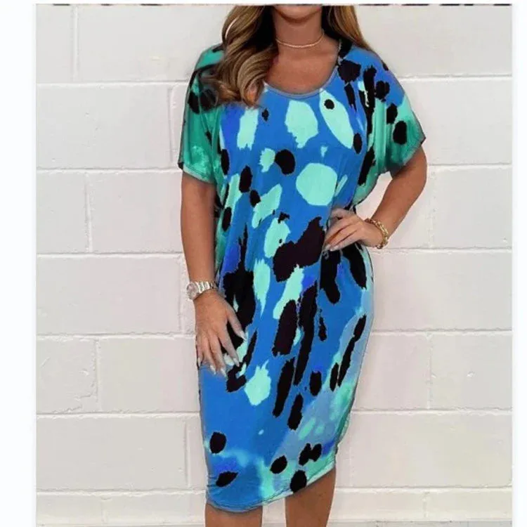 🔥Round Neck Loose Casual Leopard Print Dress🌷