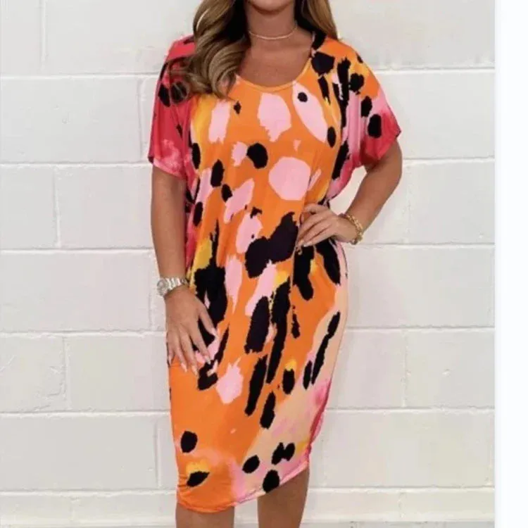 🔥Round Neck Loose Casual Leopard Print Dress🌷