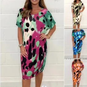 🔥Round Neck Loose Casual Leopard Print Dress🌷