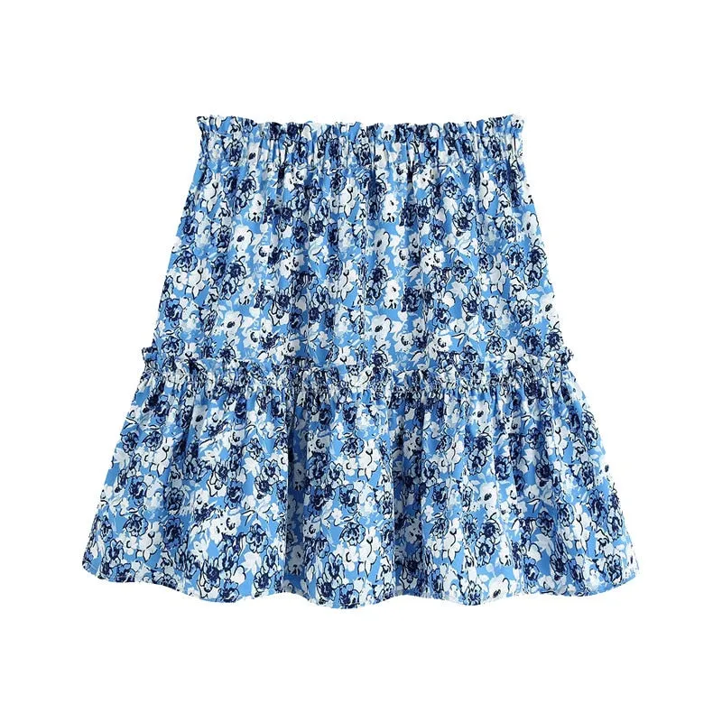 RUFFLED MINI FLORAL SKIRT