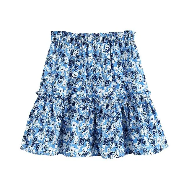 RUFFLED MINI FLORAL SKIRT