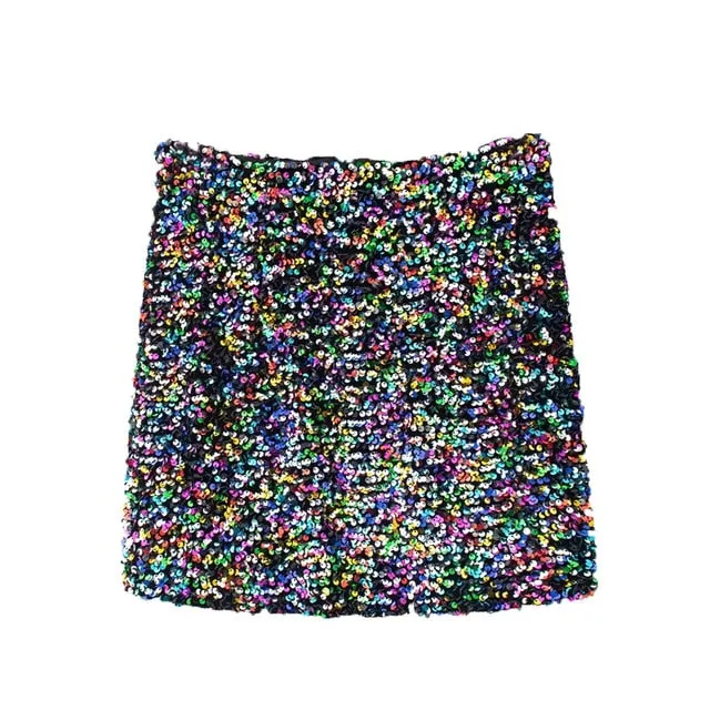 SHINY SEQUIN MINI SKIRT
