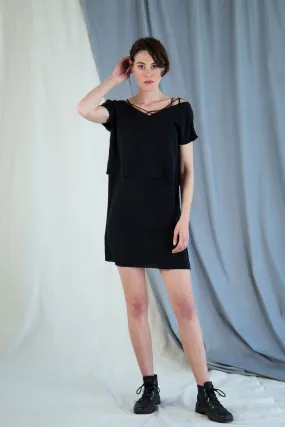 Silk shift mini dress - Black