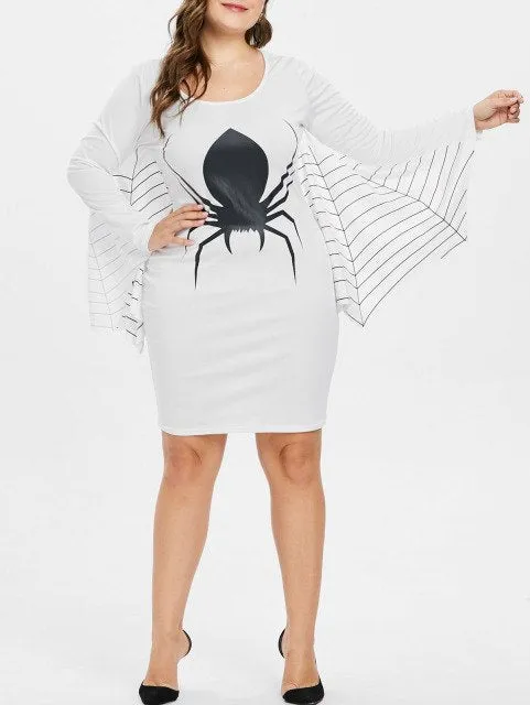 Spider Pattern Dolman Sleeve Shift  Halloween Fashion