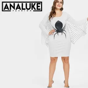Spider Pattern Dolman Sleeve Shift  Halloween Fashion