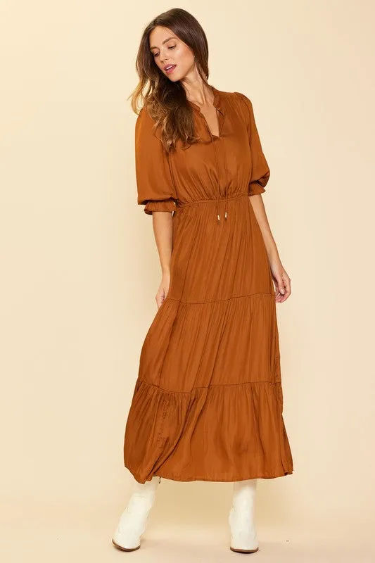 Split Neck Maxi Dress
