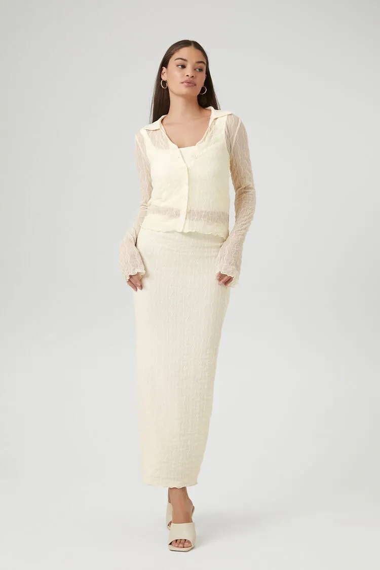 Textured Shirt &amp; Maxi Skirt Set