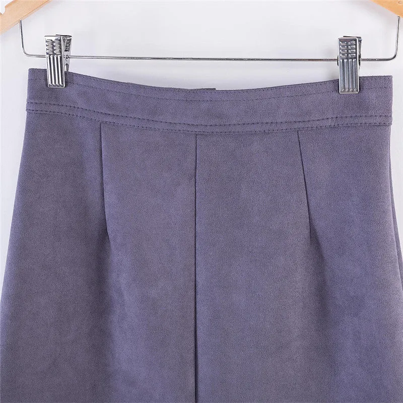 VenusFox Suede Multi Color A-Line Basic Mini Skirt
